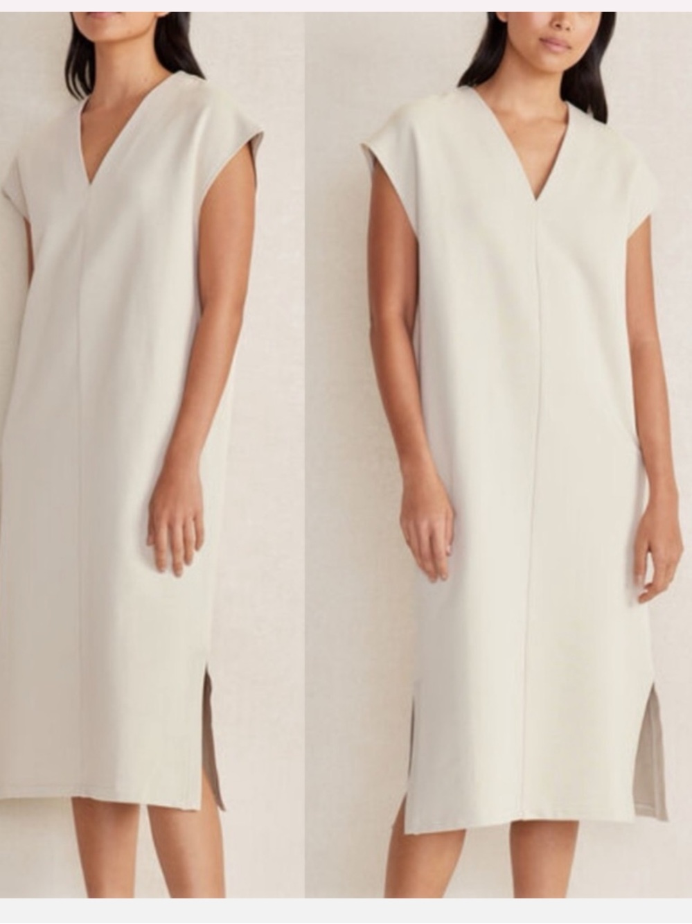 Talbots Haven Well Within Organic Cotton French Terry V-Neck Dress Beige XS